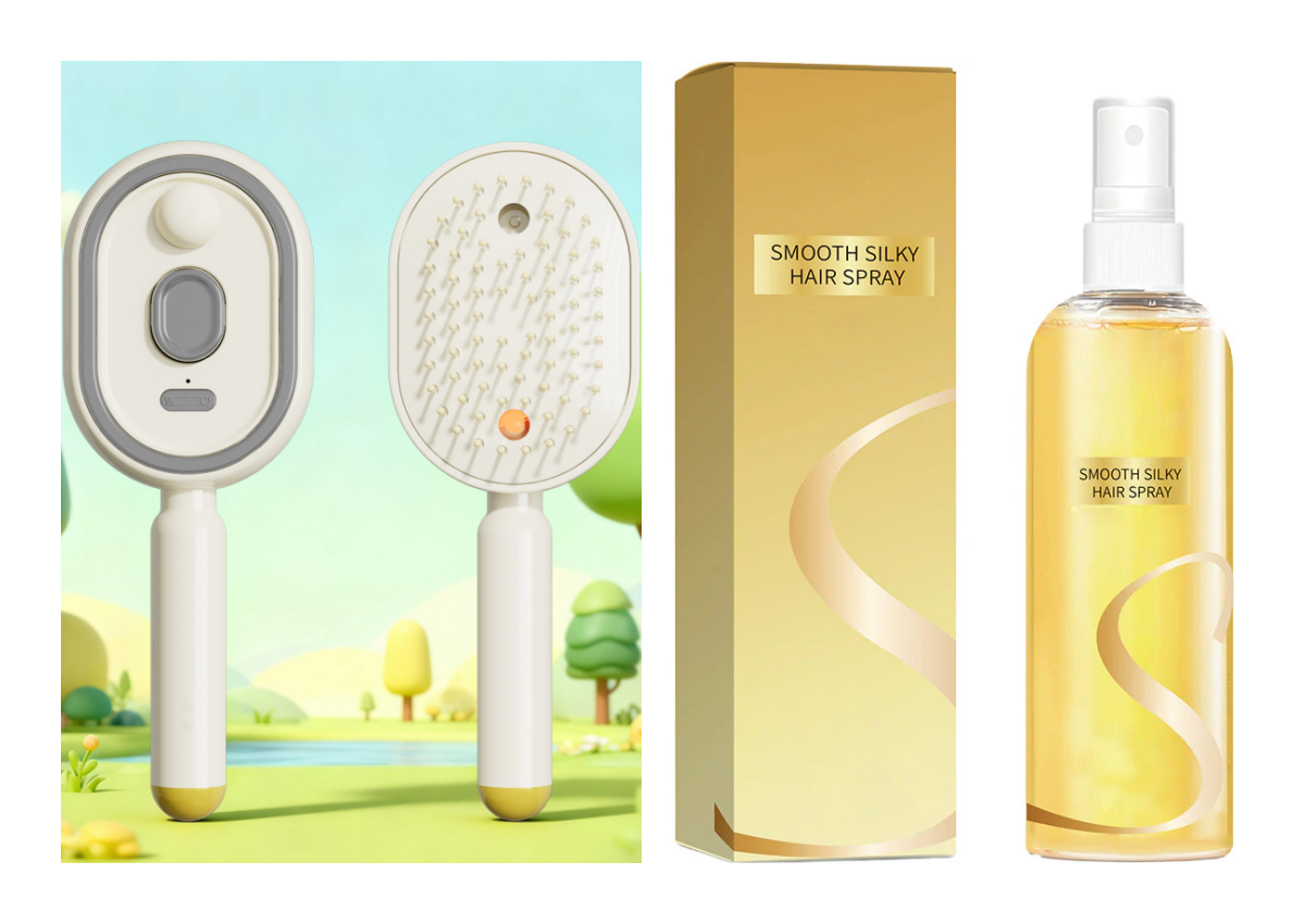 💖ProGlide™🇬🇧 Scalp Massager Comb 💆♀️ – Self-Cleaning 🧼, Tangle-Free ✂️ & Frizz-Control Hair Brush with Soothing Mist Spray 💨✨ | Perfect for Dry, Brittle Hair 💧🌟