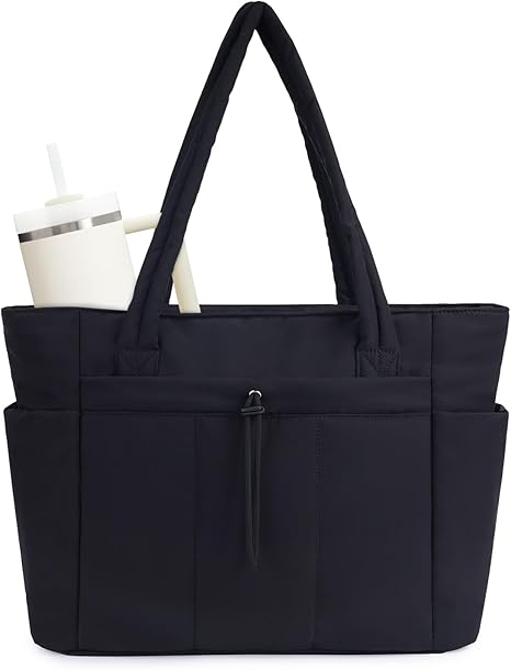 🌸 50% OFF NOW! 🌸💕🎁Wandering Nature Puffer Tote Bag with Cup Holder & Laptop Compartment & Trolley Sleeve for Travel, Work, Nurse, Women