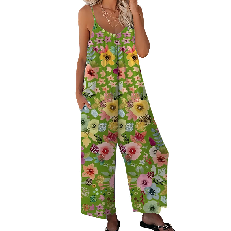 ๐ LIMITED-TIME 50% OFF! ๐ธ Women's Floral Print Wide-Leg Jumpsuit โ Breathable Polyester, Side Pockets & Plus Sizes (XL-5XL) ๐