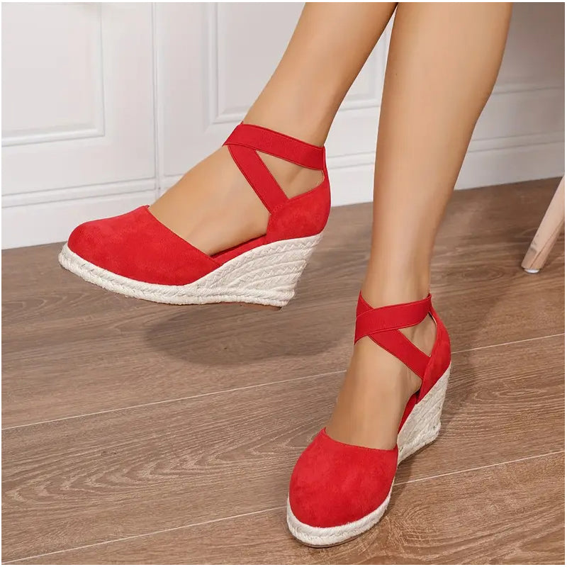 ๐ผ LIMITED-TIME 50% OFF! ๐ก Women's Espadrille Wedge Sandals โ Closed Toe, Criss-Cross Straps, Bohemian ๐ด