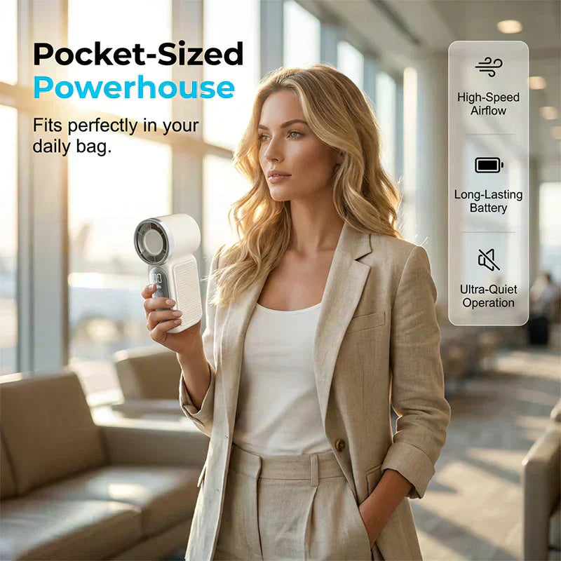 🌬️ Buy 1 Get 1 Free⭐Turbo Handheld Fan – LED Display, 6 Speeds, 3000mAh 🔋