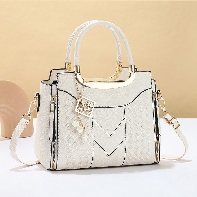 🔥50% off👜Women's V-Stitched Satchel – Gold Hardware, Multi-Compartment, Top-Handle 🌸