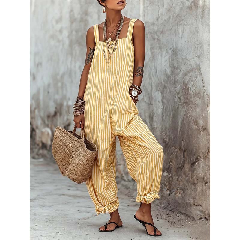 ๐ 50% OFF NOW! ๐ Women's Casual Striped Spaghetti Strap Jumpsuit โจ