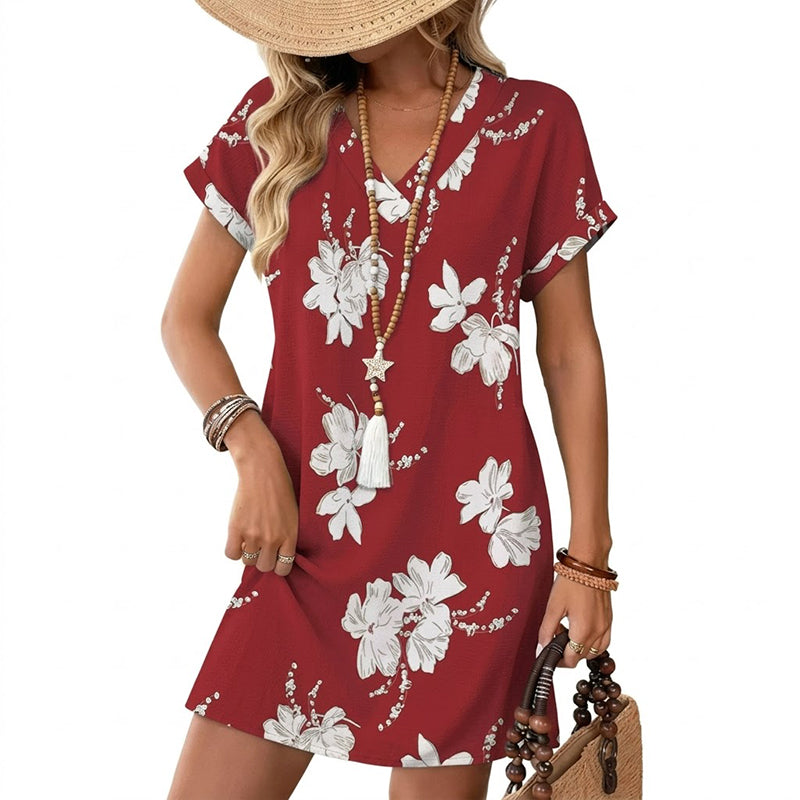 🎁50% OFF💥Women's Summer Casual V-Neck T-Shirt Dress🌸