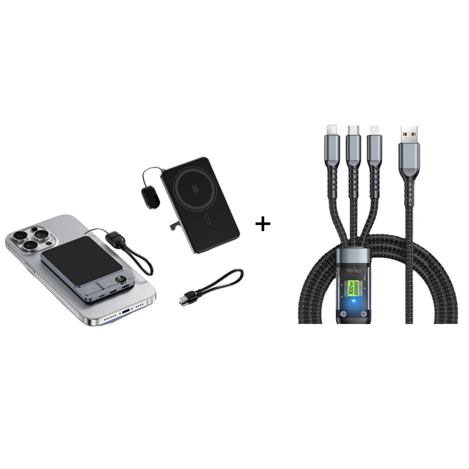 ๐ 50% OFF! โจ 3-in-1 Magnetic Portable Charger โ Wireless, Built-in Stand, Slim ๐