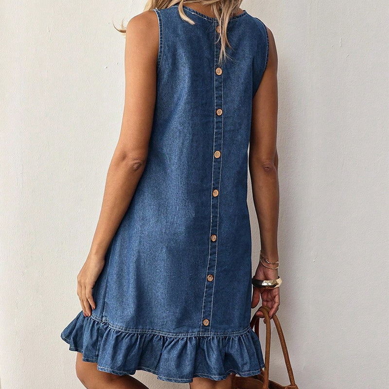 ๐ 50% OFF NOW! ๐ธ Women's Sleeveless Denim Ruffle Hem Dress โ Soft denim & flared fit โ Perfect for summer, beach or casual outings โ cute and comfortable ๐โจ