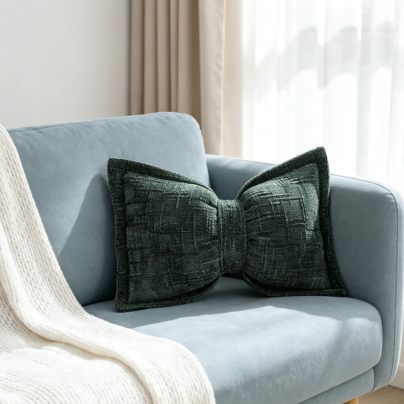 ๐ 50% OFF NOW! ๐๏ธ Soft Chenille Bow-Shaped Throw Pillow โ Ultra-soft, plush & decorative โ Perfect for sofas, beds & cozy corners โจ
