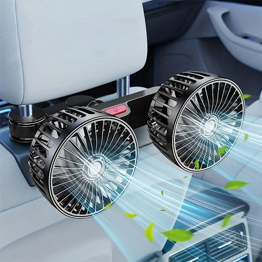 📢📢50% OFF !! ⏰ Dual Head USB Car Seat Fan – 360° Rotatable, 3 Speeds, Quiet & Powerful 🚗
