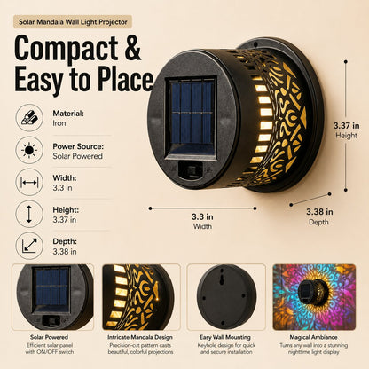 🌙⏳LIMITED-TIME 50% OFF! ⏰ Solar Mandala Wall Light – Dreamy Night Projection ✨