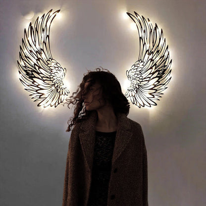 📢📢50% OFF🌟🌟Angel Wings Wall Art In Metal With LED Lights