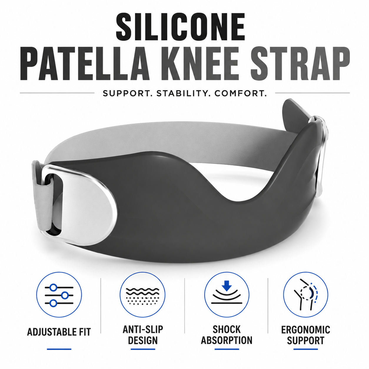🔥50% OFF！⏰️ Silicone Patella Knee Strap for Knee Pain Relief🦵