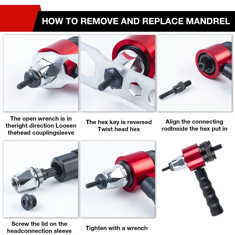 🔥M3-M8 Electric Rivet Gun Adapter Kit – Power Drill Attachment for Blind Rivets