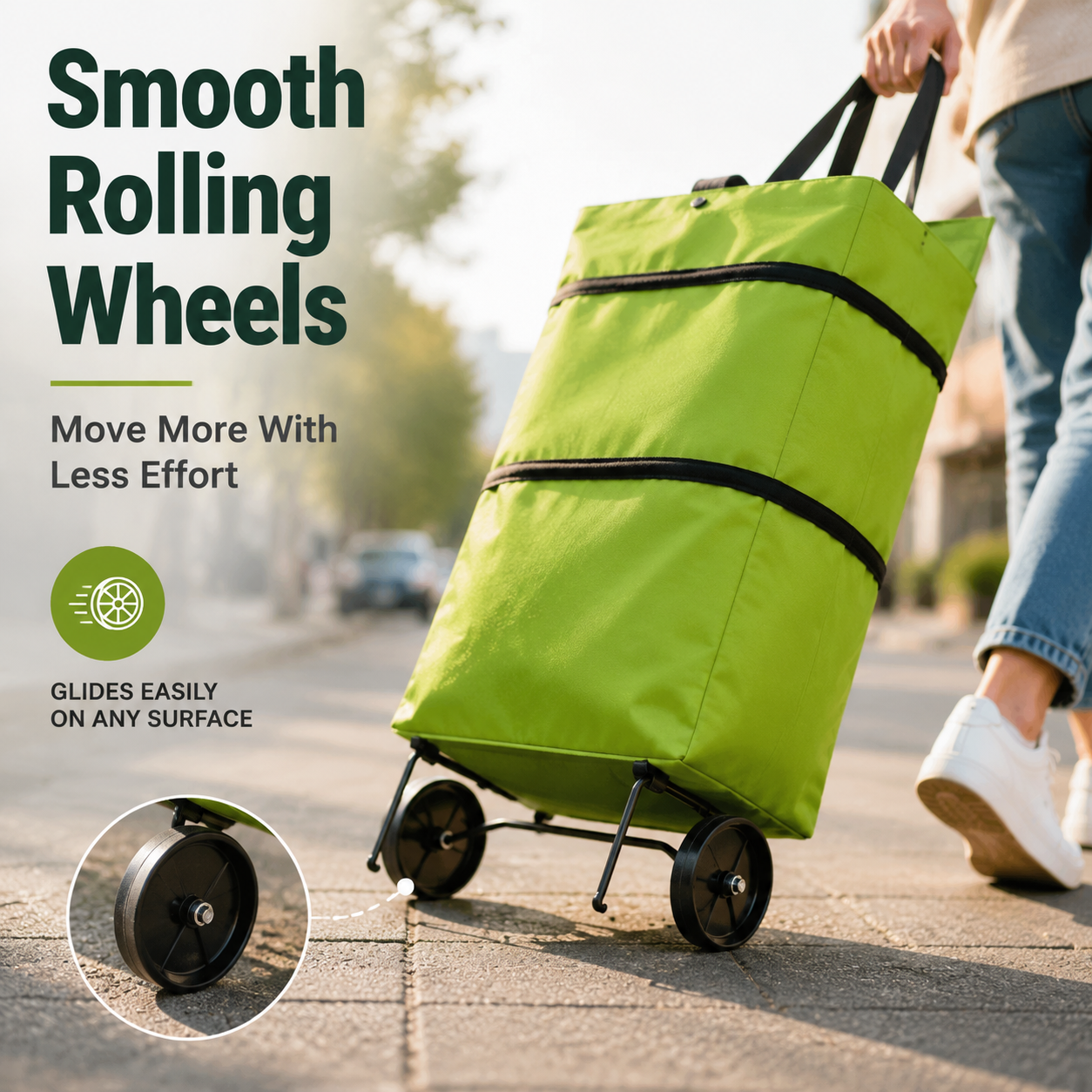 💥 Last Day! Special Sale 🛒 Foldable Grocery Cart Bag – The Rolling Shopping Bag That Saves Your Back