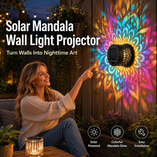 🌙⏳LIMITED-TIME 50% OFF! ⏰ Solar Mandala Wall Light – Dreamy Night Projection ✨