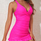 🩱2026 New Type 50% OFF👙Deep V Cross-Back Ruched One-Piece Swimsuit