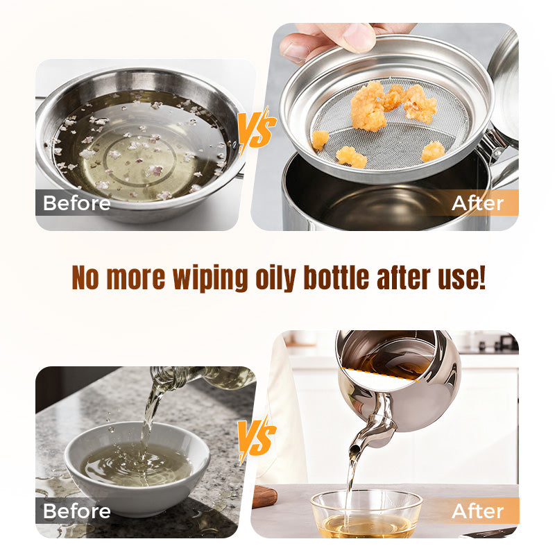 🍳50% OFF – Stainless Steel Oil Filter Pot – Strain, Store & Pour! | Reusable Filter + Durable Build | Keep Your Cooking Oil Clean & Fresh 🧈✨