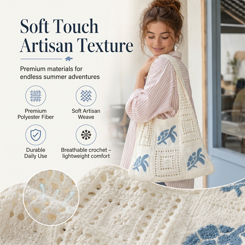 📢📢50% OFF !! ⏰Turtle Pattern Crochet Tote Bag