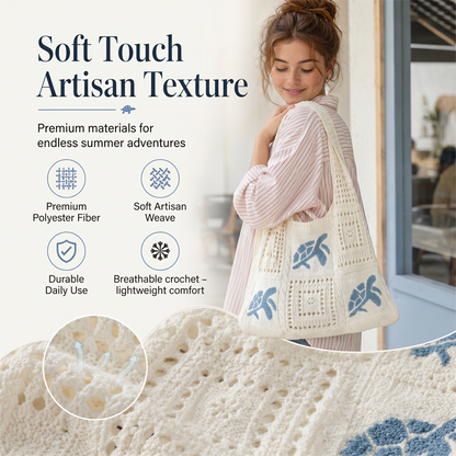 📢📢50% OFF !! ⏰Turtle Pattern Crochet Tote Bag