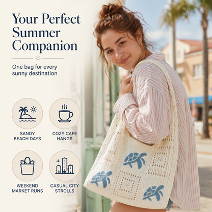 📢📢50% OFF !! ⏰Turtle Pattern Crochet Tote Bag