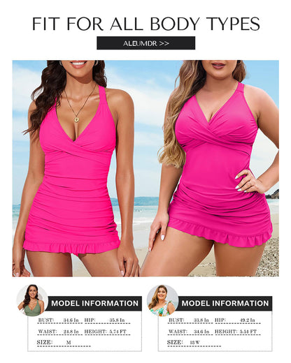 🩱2026 New Type 50% OFF👙Deep V Cross-Back Ruched One-Piece Swimsuit