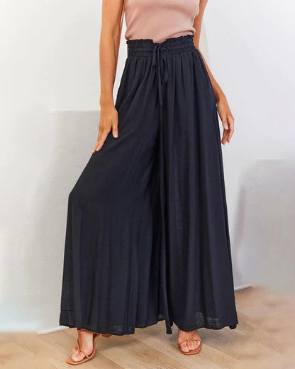 👖  50% OFF! ✨ Wide-Leg High-Waisted Pants – Cotton Blend, Loose Fit, Drawstring 🌿