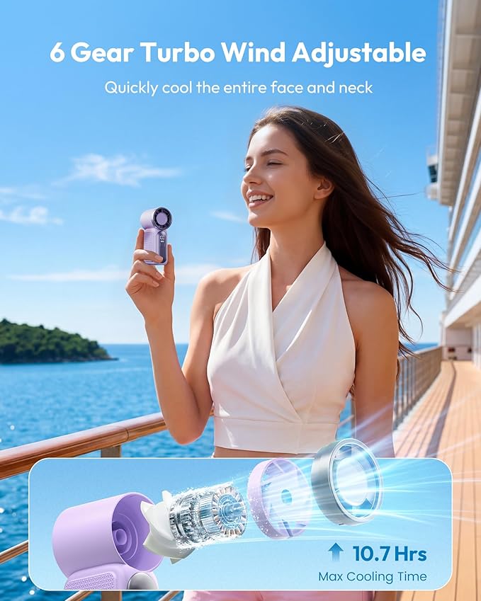 🌬️ Buy 1 Get 1 Free⭐Turbo Handheld Fan – LED Display, 6 Speeds, 3000mAh 🔋