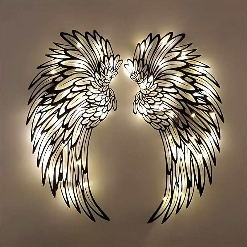 📢📢50% OFF🌟🌟Angel Wings Wall Art In Metal With LED Lights