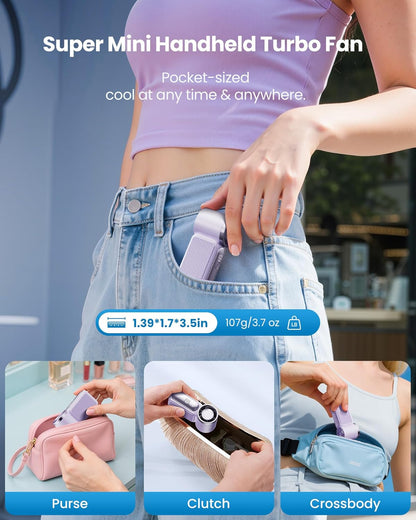 🌬️ Buy 1 Get 1 Free⭐Turbo Handheld Fan – LED Display, 6 Speeds, 3000mAh 🔋