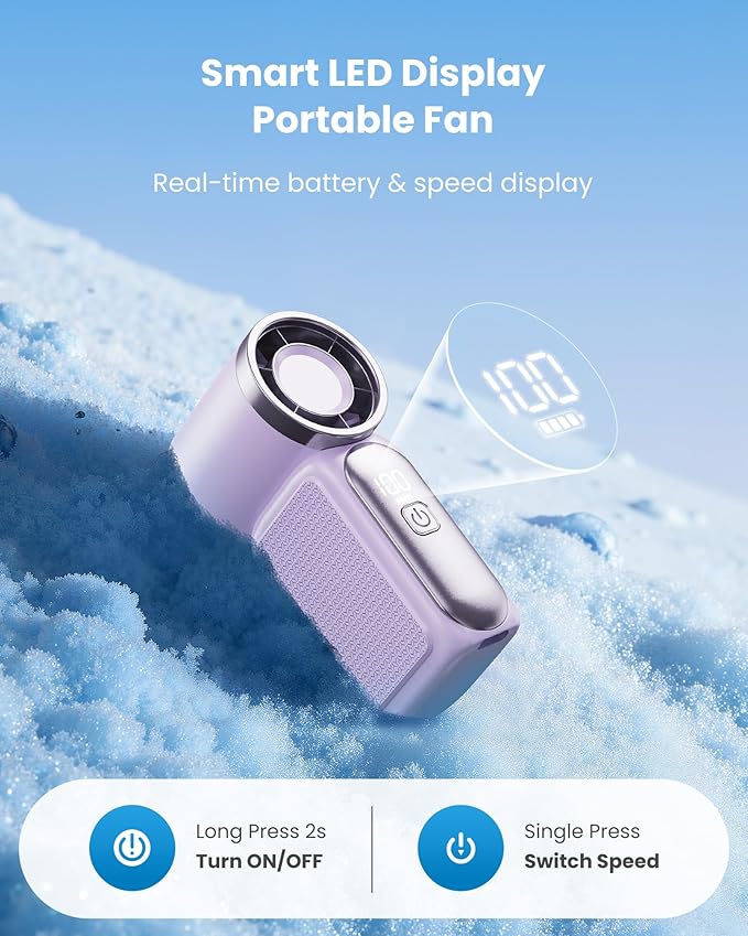 🌬️ Buy 1 Get 1 Free⭐Turbo Handheld Fan – LED Display, 6 Speeds, 3000mAh 🔋