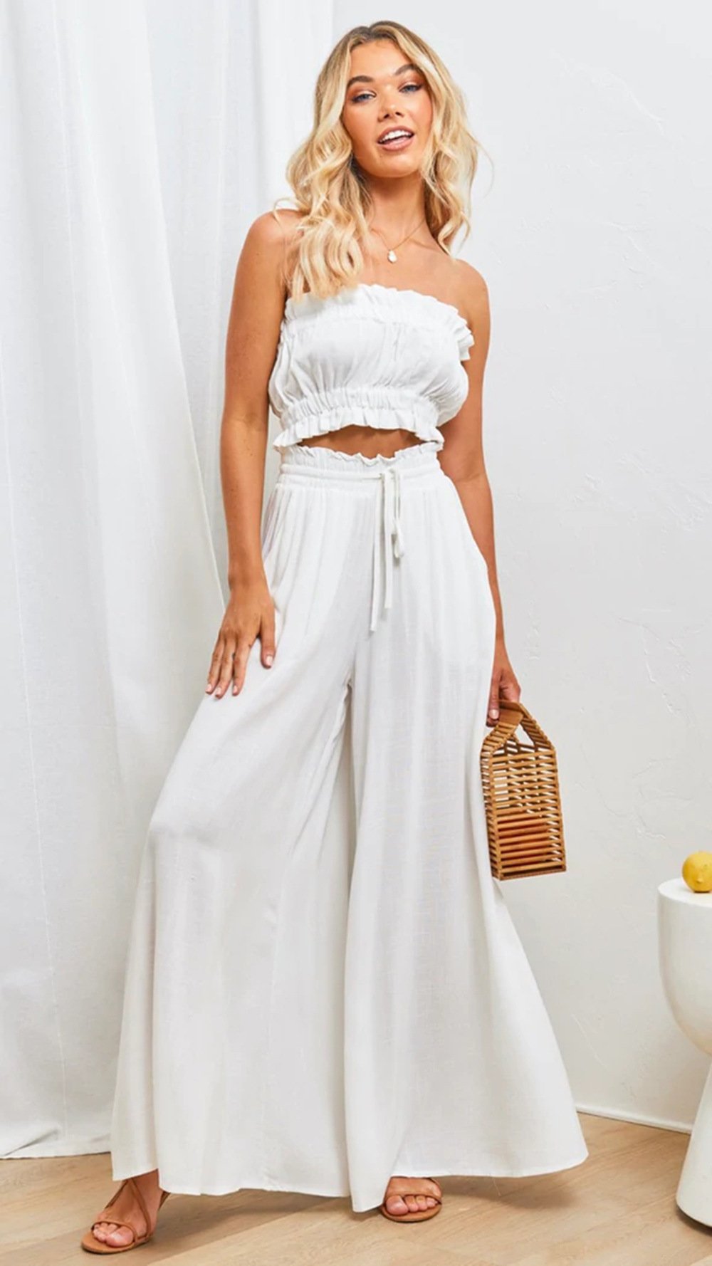 👖  50% OFF! ✨ Wide-Leg High-Waisted Pants – Cotton Blend, Loose Fit, Drawstring 🌿
