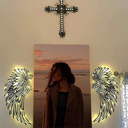 📢📢50% OFF🌟🌟Angel Wings Wall Art In Metal With LED Lights
