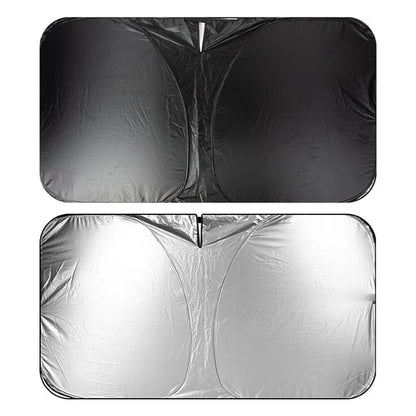 🚗 LIMITED-TIME 50% OFF! ✨ Windshield Sunshade Foldable Sun Shield – UV Protection, Includes Steering Wheel Cover, Pouch ☀️