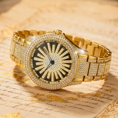 🔥2026 New Arrival ＆ Hot Sale🔥 Men's Iced-Out Watch with Rotating Dial – Sparkling Crystals, Precise Quartz & Butterfly Clasp ✨