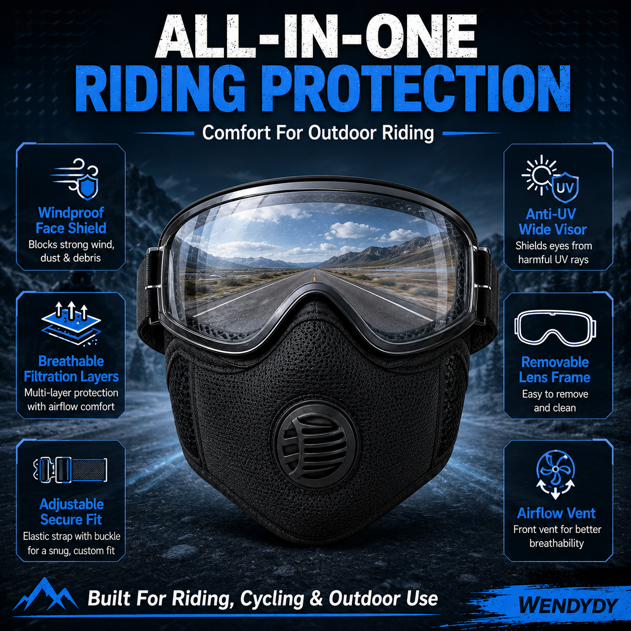 ⏳50% off ⏰Windproof Anti-UV Motorcycle Mask & Goggles