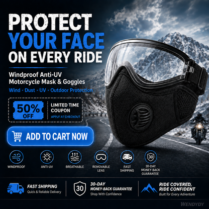 ⏳50% off ⏰Windproof Anti-UV Motorcycle Mask & Goggles