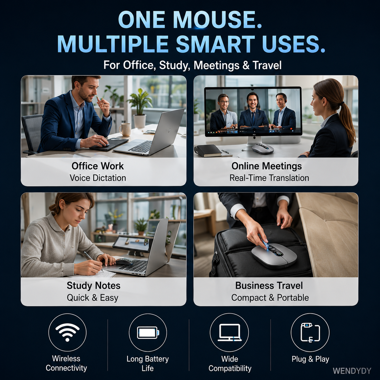 🖱️50% OFF! 💥 AI Smart Voice Wireless Mouse – 1600 Words/Min, Translation Hub, Ergonomic ✨