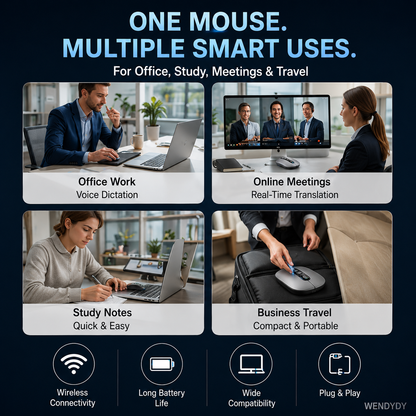 🖱️50% OFF! 💥 AI Smart Voice Wireless Mouse – 1600 Words/Min, Translation Hub, Ergonomic ✨