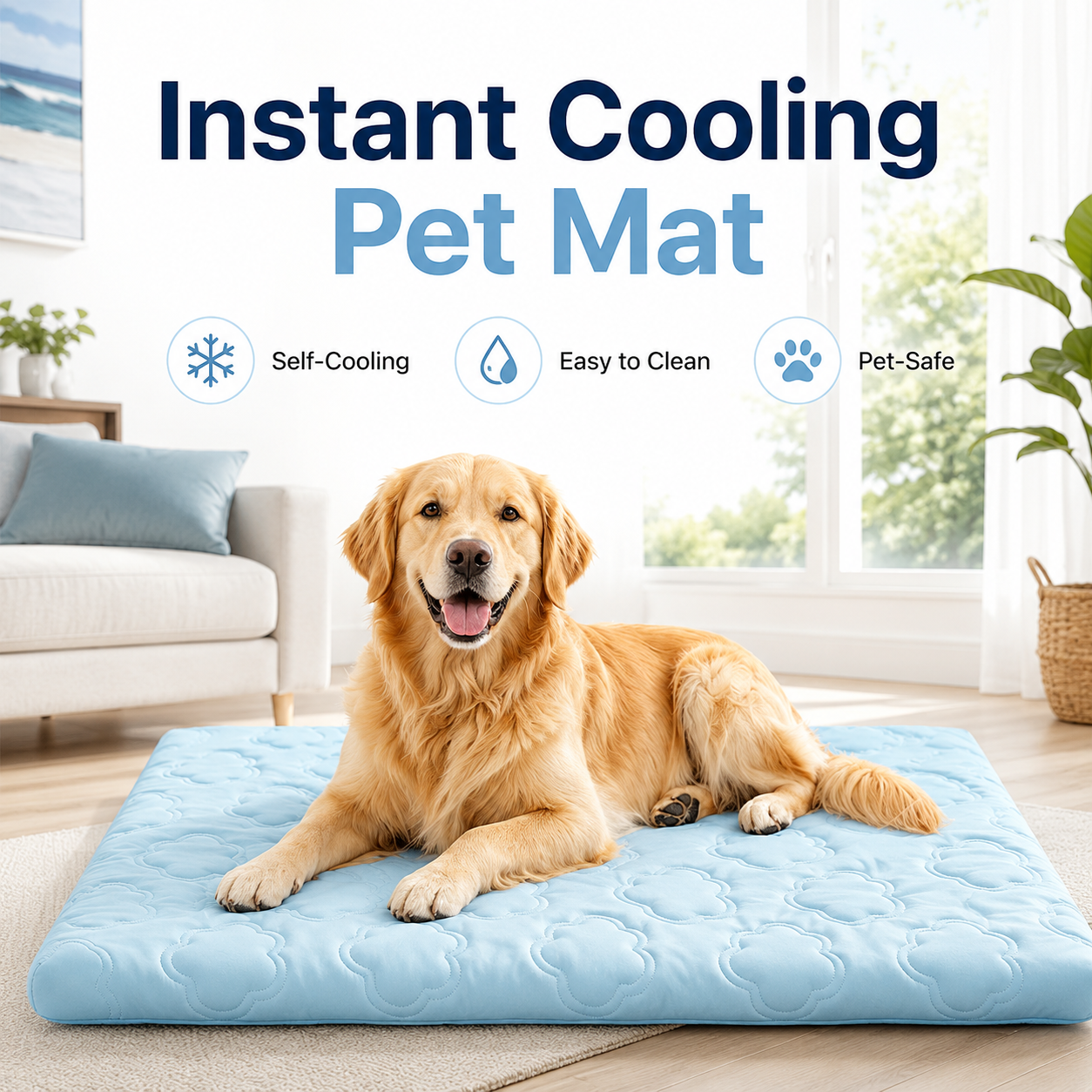 ❄️ Instant Cooling Pet Mat for Dogs & Cats | Self-Cooling, Scratch-Resistant & Non-Toxic 🐾 Easy Wipe Clean 💧 Deep Restful Sleep ✨