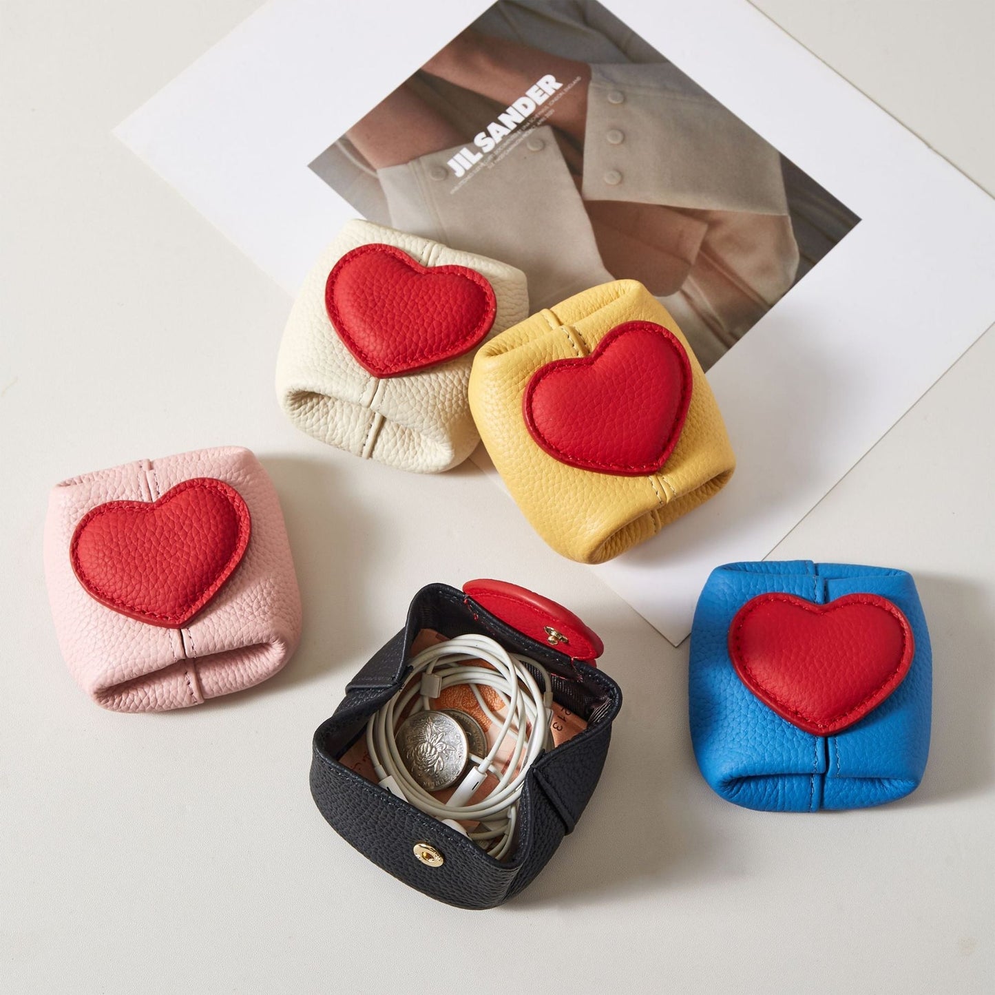 ❤️ 50% Off👛Top-Grain Leather Mini Wallet with a Hint of Heart💝