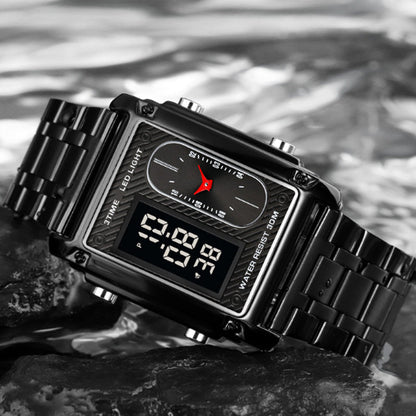 ⏳Limited Time Special 50% OFF💥🎁Men's Square Creative Dual-Movement Multifunctional Sports Watch