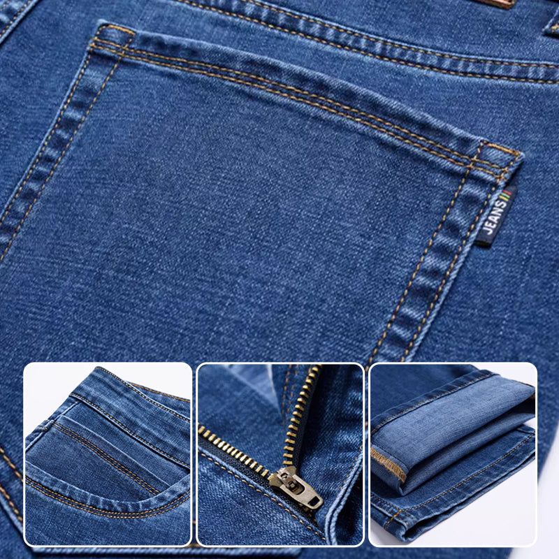 📢📢50% OFF !! ⏰Men's Elastic High Waist Straight Leg Jeans – Stretch Cotton, Breathable, Classic Fit ✨