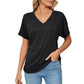💕Hot Promotion- UP TO 50% OFF🌷👚Women's Short Sleeve V Neck Dolman Tops with Side Shirring