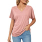 💕Hot Promotion- UP TO 50% OFF🌷👚Women's Short Sleeve V Neck Dolman Tops with Side Shirring
