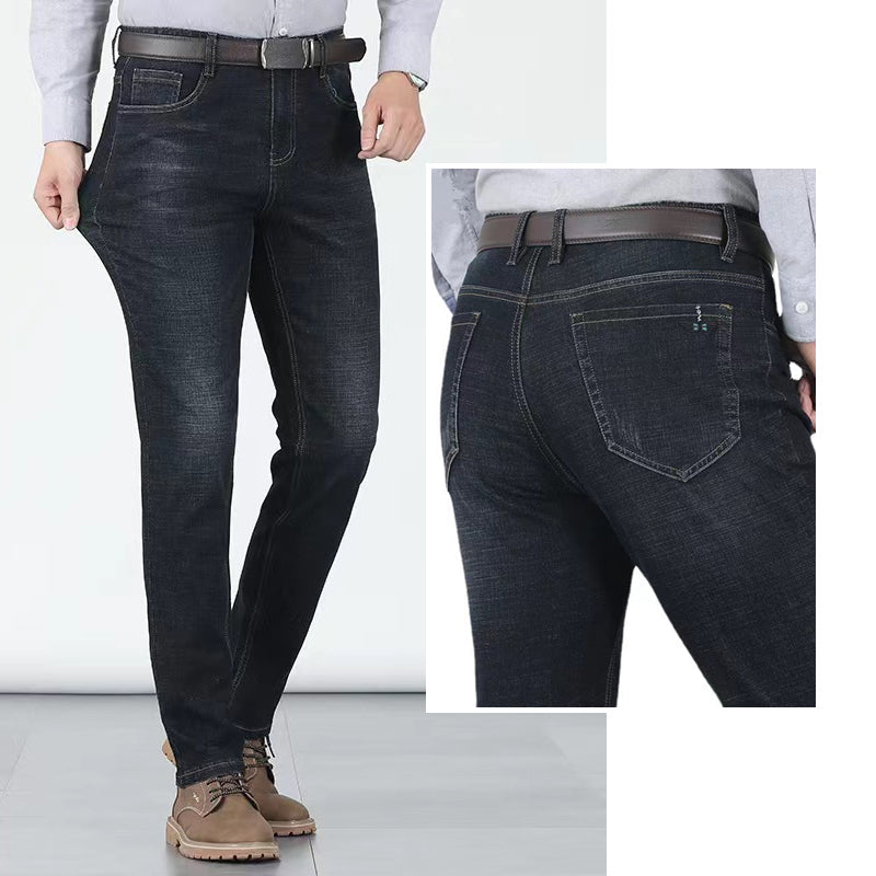 📢📢50% OFF !! ⏰Men's Elastic High Waist Straight Leg Jeans – Stretch Cotton, Breathable, Classic Fit ✨