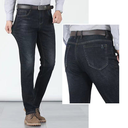 📢📢50% OFF !! ⏰Men's Elastic High Waist Straight Leg Jeans – Stretch Cotton, Breathable, Classic Fit ✨