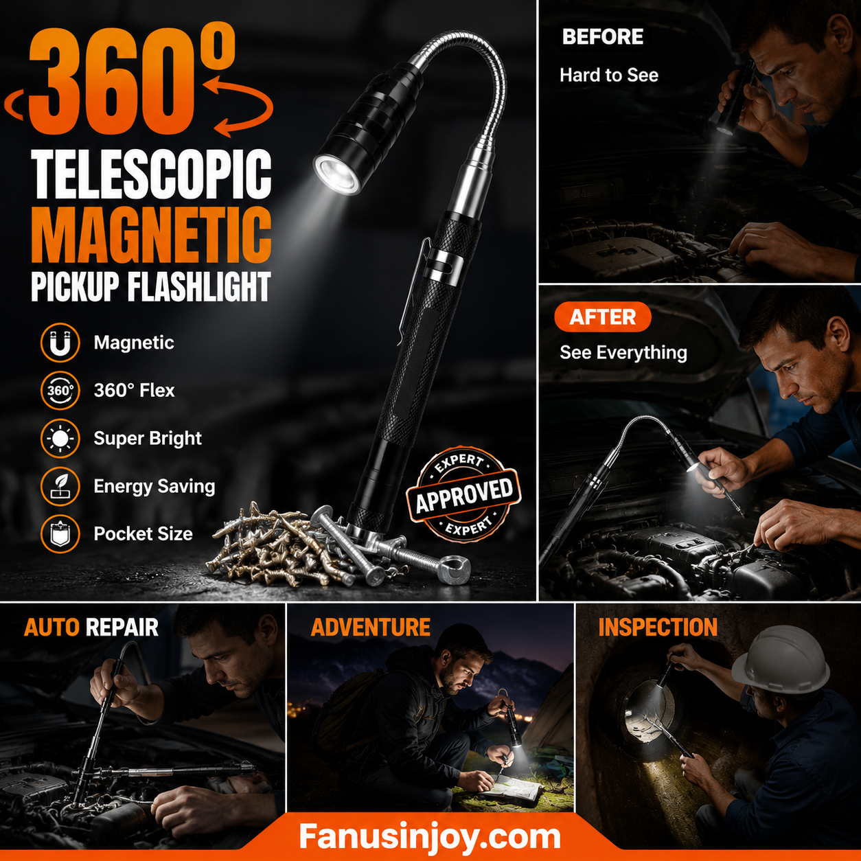 🎁Surprise discount! Illuminate every corner-Multifunctional Magnetic Telescopic Flashlight