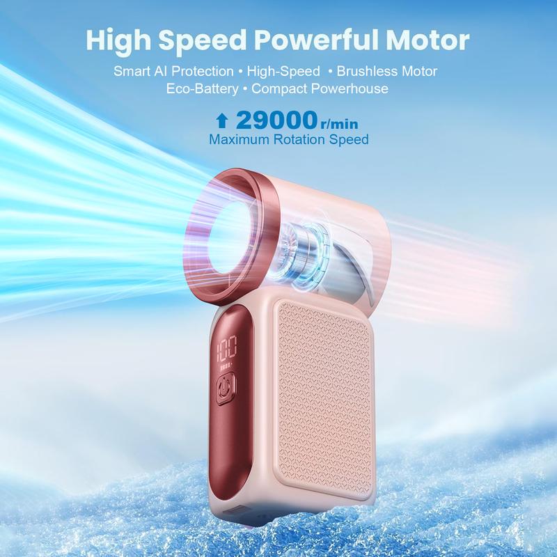 🌬️ Buy 1 Get 1 Free⭐Turbo Handheld Fan – LED Display, 6 Speeds, 3000mAh 🔋