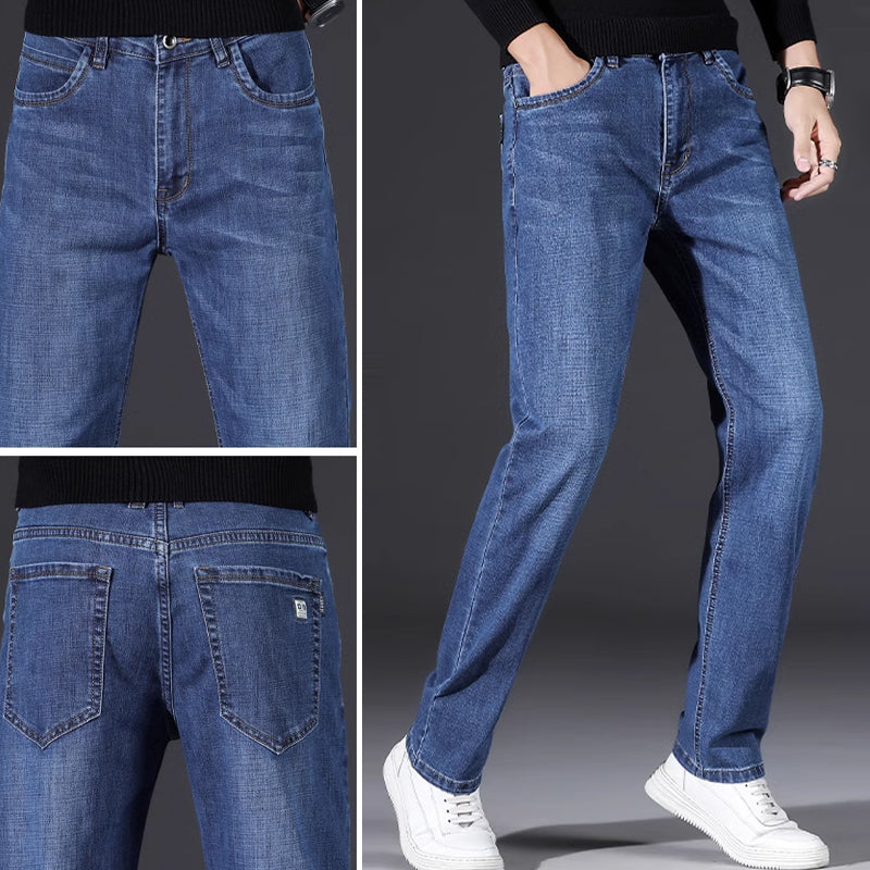 📢📢50% OFF !! ⏰Men's Elastic High Waist Straight Leg Jeans – Stretch Cotton, Breathable, Classic Fit ✨