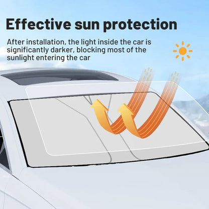 🚗 LIMITED-TIME 50% OFF! ✨ Windshield Sunshade Foldable Sun Shield – UV Protection, Includes Steering Wheel Cover, Pouch ☀️