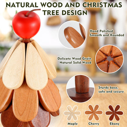 🎄 LIMITED‑TIME 49% OFF! 🔥 Natural Wooden Tree Trivets for Hot Dishes – Festive, Foldable, Durable ✨